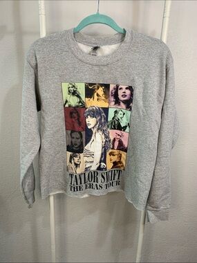Taylor Swift Gray 'The Eras Tour' Graphic Sweatshirt with Multicolor Panels